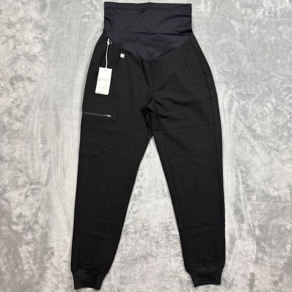 FIGS Women’s Zamora Maternity Petite Scrub Pants XXS Black Technical NWT - Picture 1 of 8